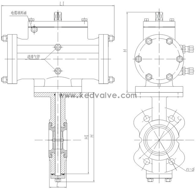 船用氣動對夾式中心型蝶閥