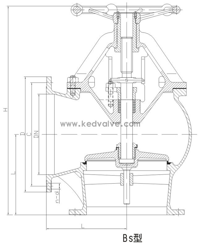 船用法蘭鑄鋼吸入通海閥GB/T2029-80(圖1)