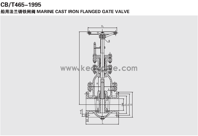 船用法蘭鑄鐵閘閥CB465-95 