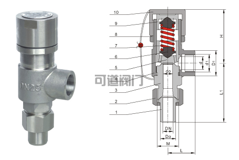 船用DIN型不銹鋼安全閥(圖1)