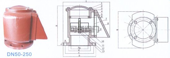 船用FKM型油水艙空氣管頭(圖1)