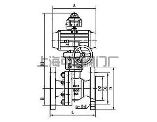 Q6S41F氣動(dòng)帶手輪球閥結(jié)構(gòu)圖
