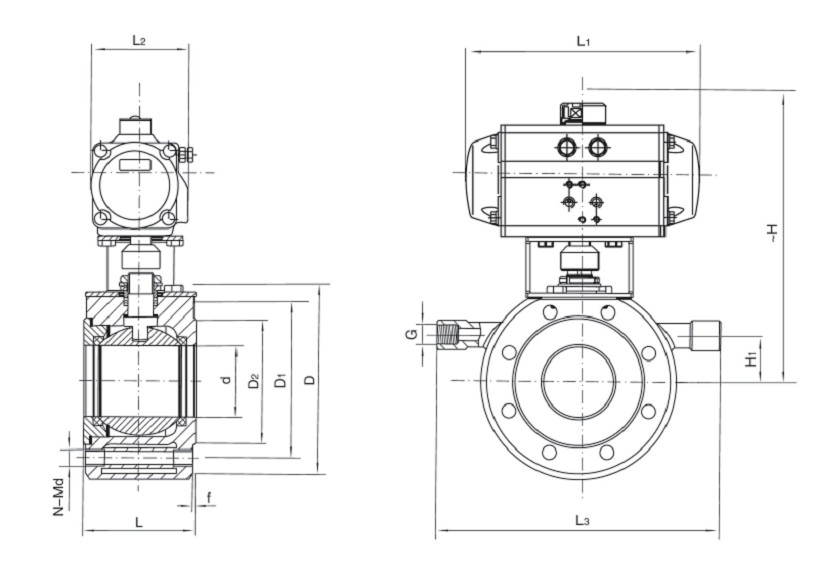 QB641F氣動保溫球閥結(jié)構(gòu)圖