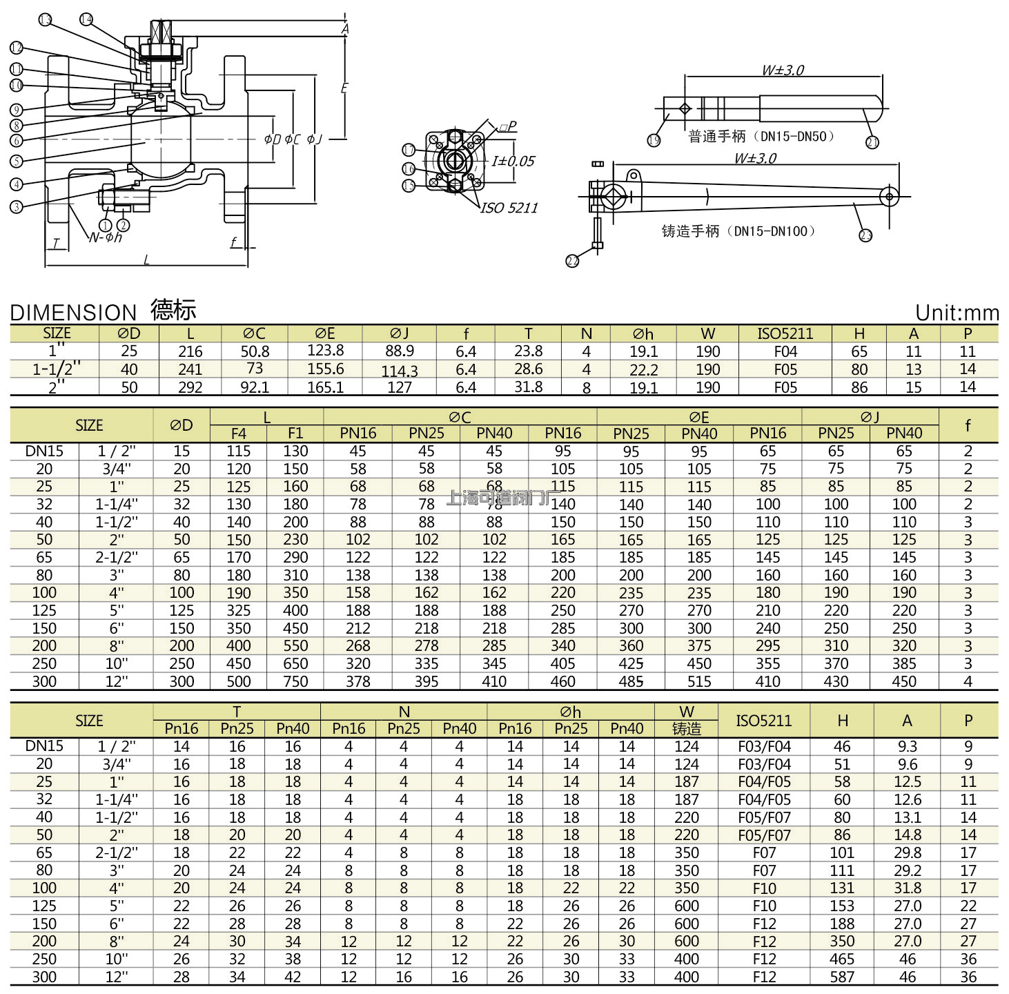 德標(biāo)球閥,德標(biāo)法蘭球閥參數(shù)尺寸圖: